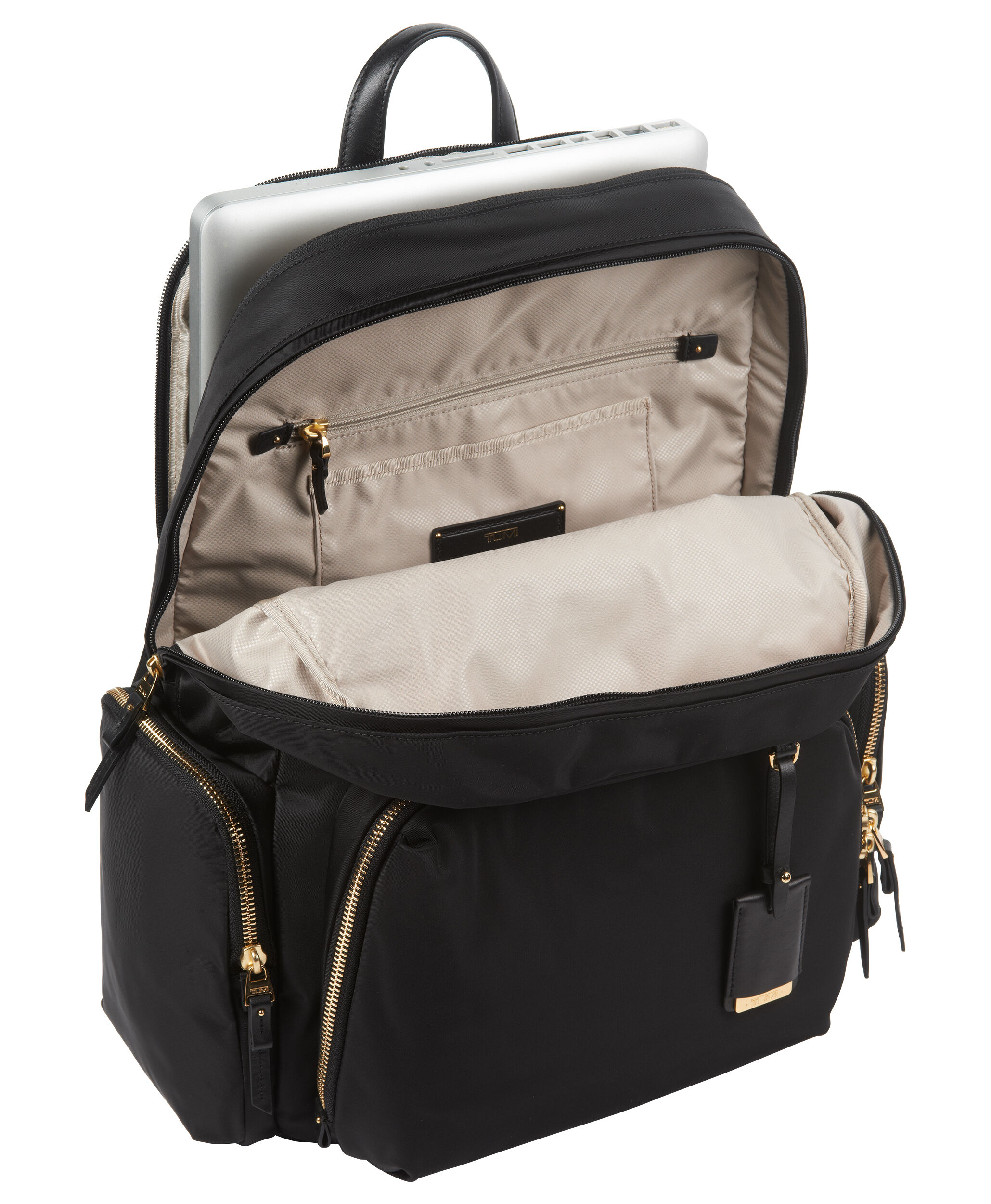 tumi calais leather trimmed nylon backpack