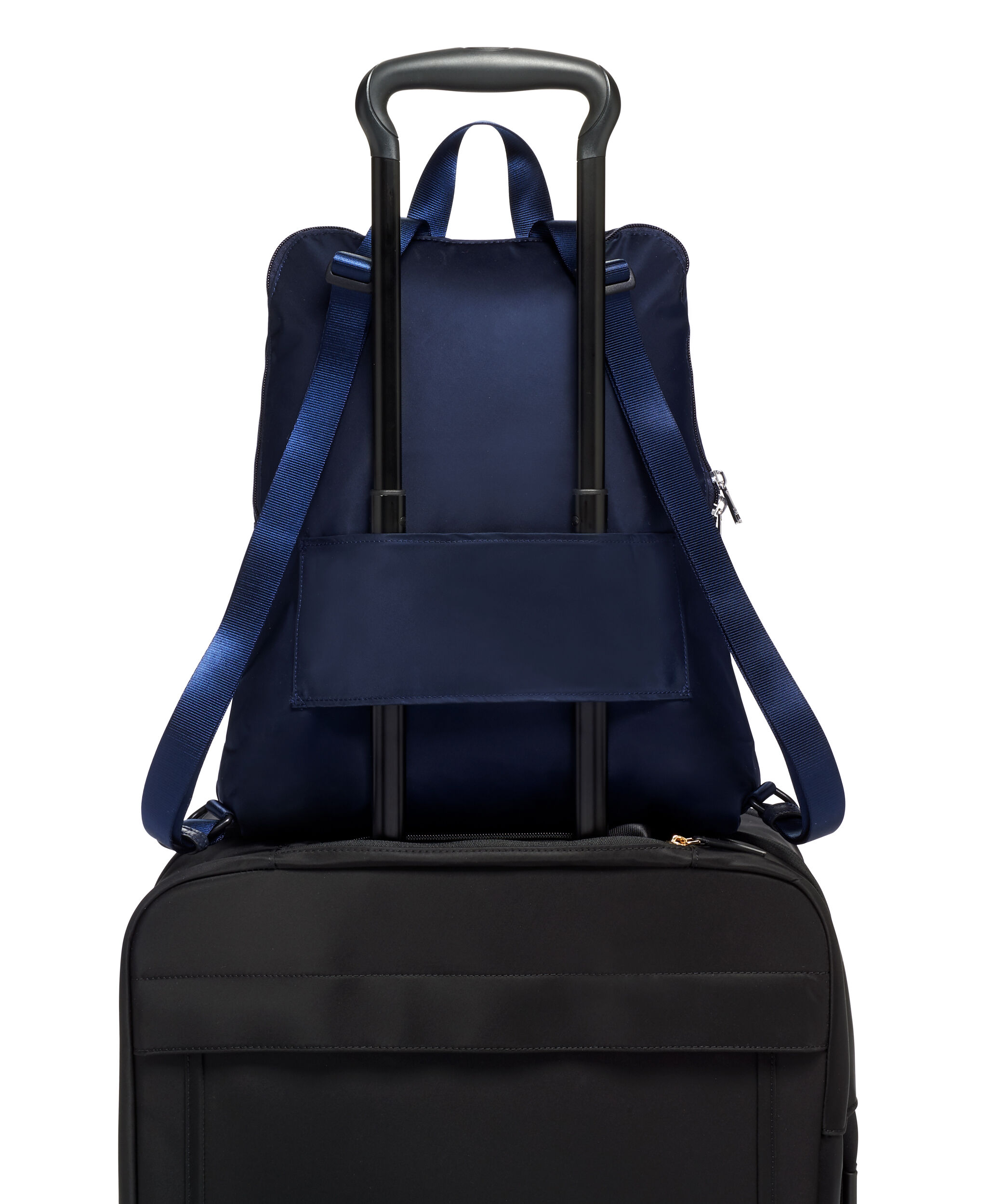 tumi blue leather backpack